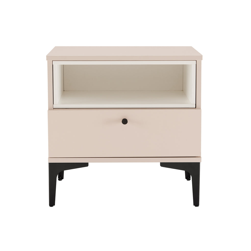 Manhattan Comfort Amara Modern 20" Nightstand in Pale Rose and White (1-Drawer)
