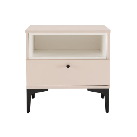Manhattan Comfort Amara Modern 20" Nightstand in Pale Rose and White (1-Drawer)