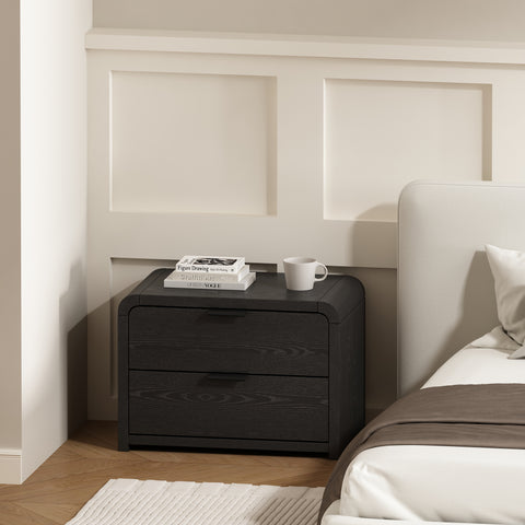 Manhattan Comfort Grace Modern 28" Nightstand in Black (2-Drawer)