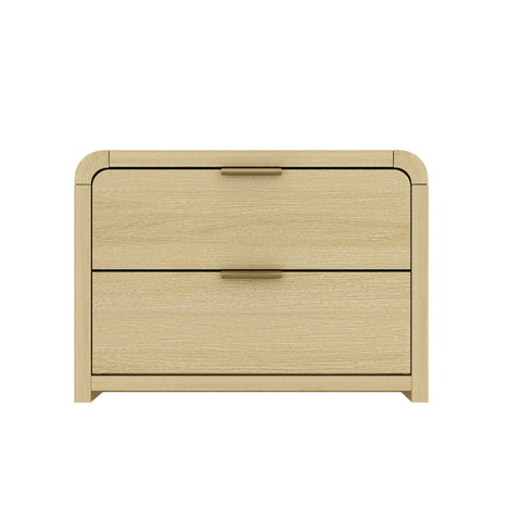 Manhattan Comfort Grace Modern 28" Nightstand in Natural Oak and Gold (2-Drawer)