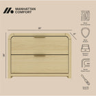 Manhattan Comfort Grace Modern 28" Nightstand in Natural Oak and Gold (2-Drawer)