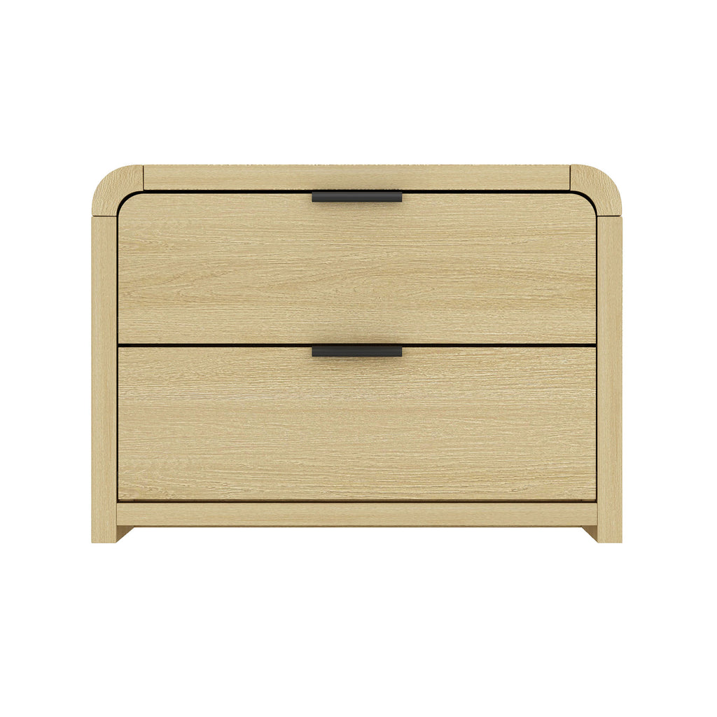 Manhattan Comfort Grace Modern 28" Nightstand in Natural Oak and Black (2-Drawer)