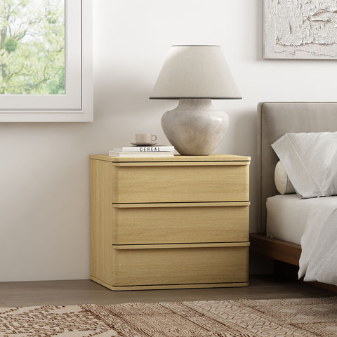 Manhattan Comfort Molly Modern 26" Nightstand in Natural Oak (3-Drawer)