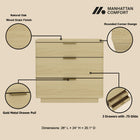 Manhattan Comfort Payton Modern 26" Nightstand in Natural Oak (3-Drawer) - NS009-GNO