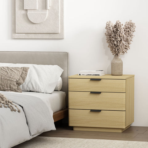 Manhattan Comfort Payton Modern 26" Nightstand in Natural Oak (3-Drawer)