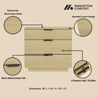 Manhattan Comfort Payton Modern 26" Nightstand in Natural Oak (3-Drawer) - NS009-NO