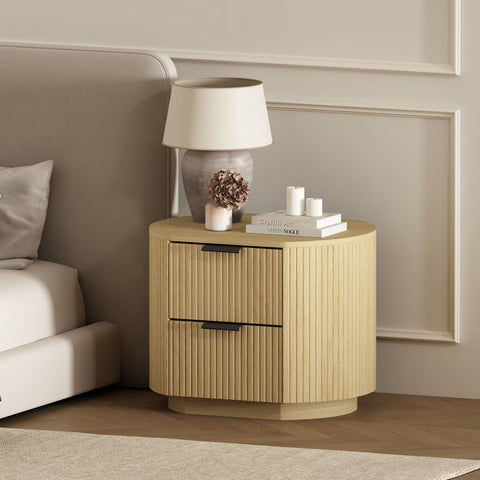 Manhattan Comfort Olivia Modern 27" Nightstand in Natural Oak (2-Drawer)