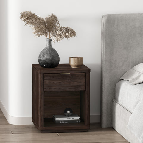 Manhattan Comfort Evelyn Modern 20" Nightstand in Brown (1-Drawer)