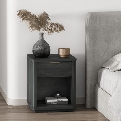 Manhattan Comfort Evelyn Modern 20" Nightstand in Charcoal Gray (1-Drawer)