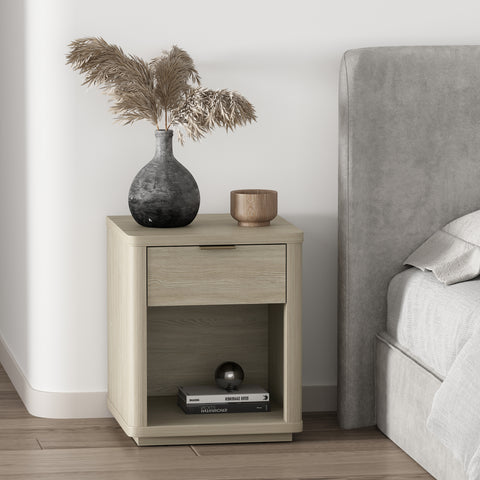 Manhattan Comfort Evelyn Modern 20" Nightstand in Natural (1-Drawer)