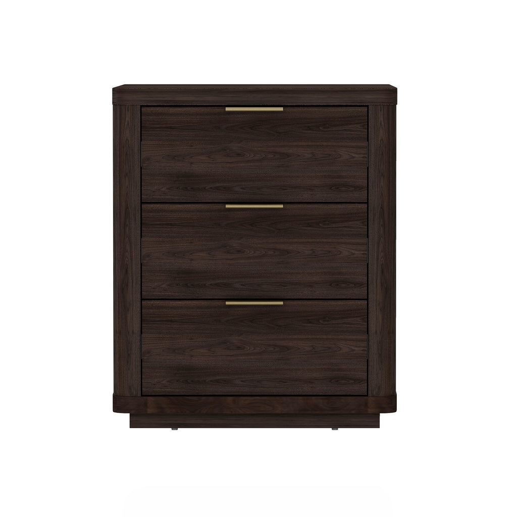Manhattan Comfort Evelyn Modern 20" Nightstand in Brown (3-Drawer)