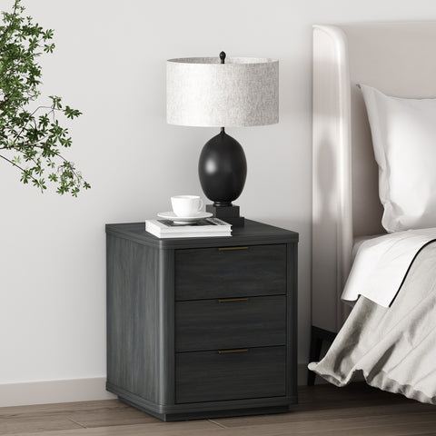 Manhattan Comfort Evelyn Modern 20" Nightstand in Charcoal Gray (3-Drawer)