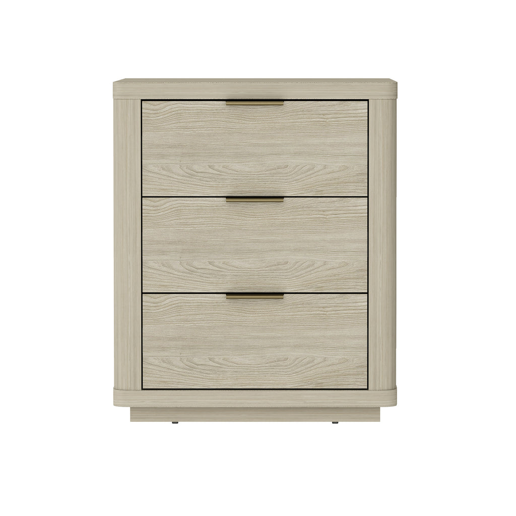 Manhattan Comfort Evelyn Modern 20" Nightstand in Natural (3-Drawer)