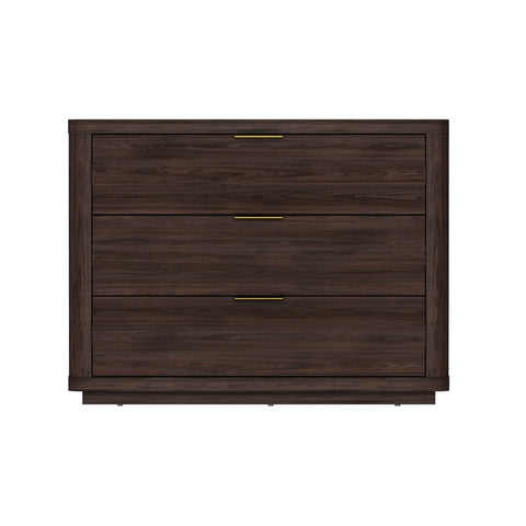 Manhattan Comfort Evelyn Modern 32" Nightstand in Brown (3-Drawer)