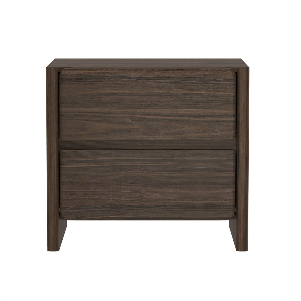 Manhattan Comfort Linda Modern 24" Nightstand in Walnut Brown (2-Drawer)