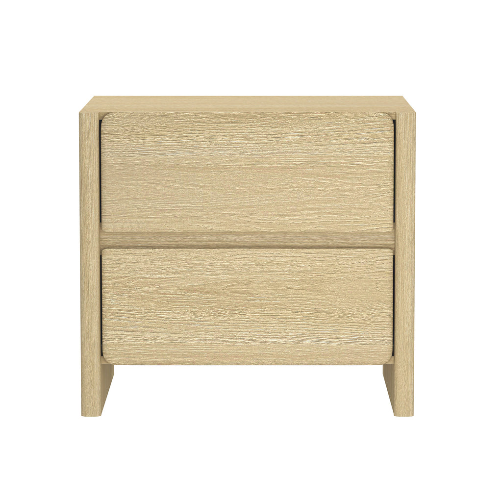 Manhattan Comfort Linda Modern 24" Nightstand in Natural Oak (2-Drawer)