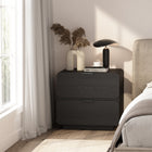 Manhattan Comfort Chrystie Contemporary Modern 26" Nightstand in Black (2-Drawer)