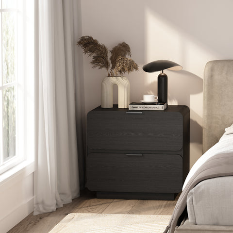 Manhattan Comfort Chrystie Contemporary Modern 26" Nightstand in Black (2-Drawer)