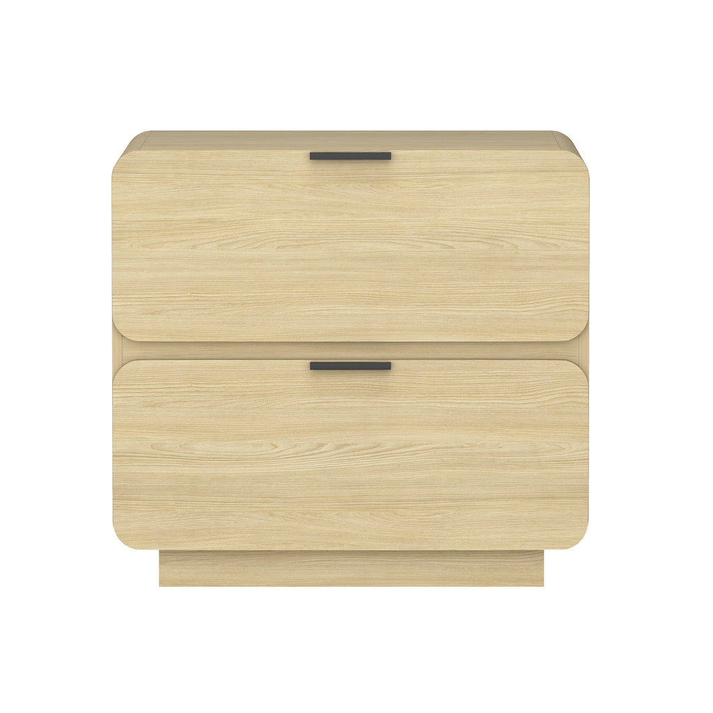 Manhattan Comfort Chrystie Contemporary Modern 26" Nightstand in Natural (2-Drawer)
