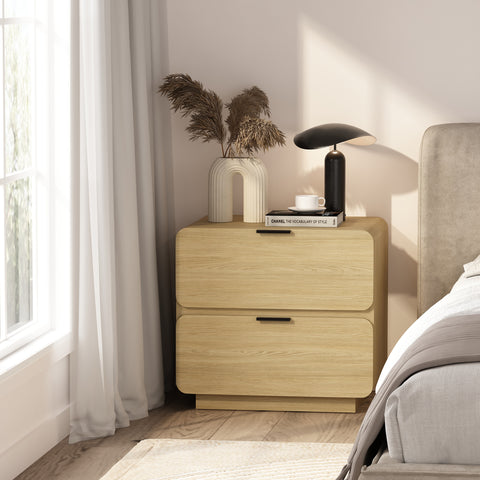 Manhattan Comfort Chrystie Contemporary Modern 26" Nightstand in Natural (2-Drawer)