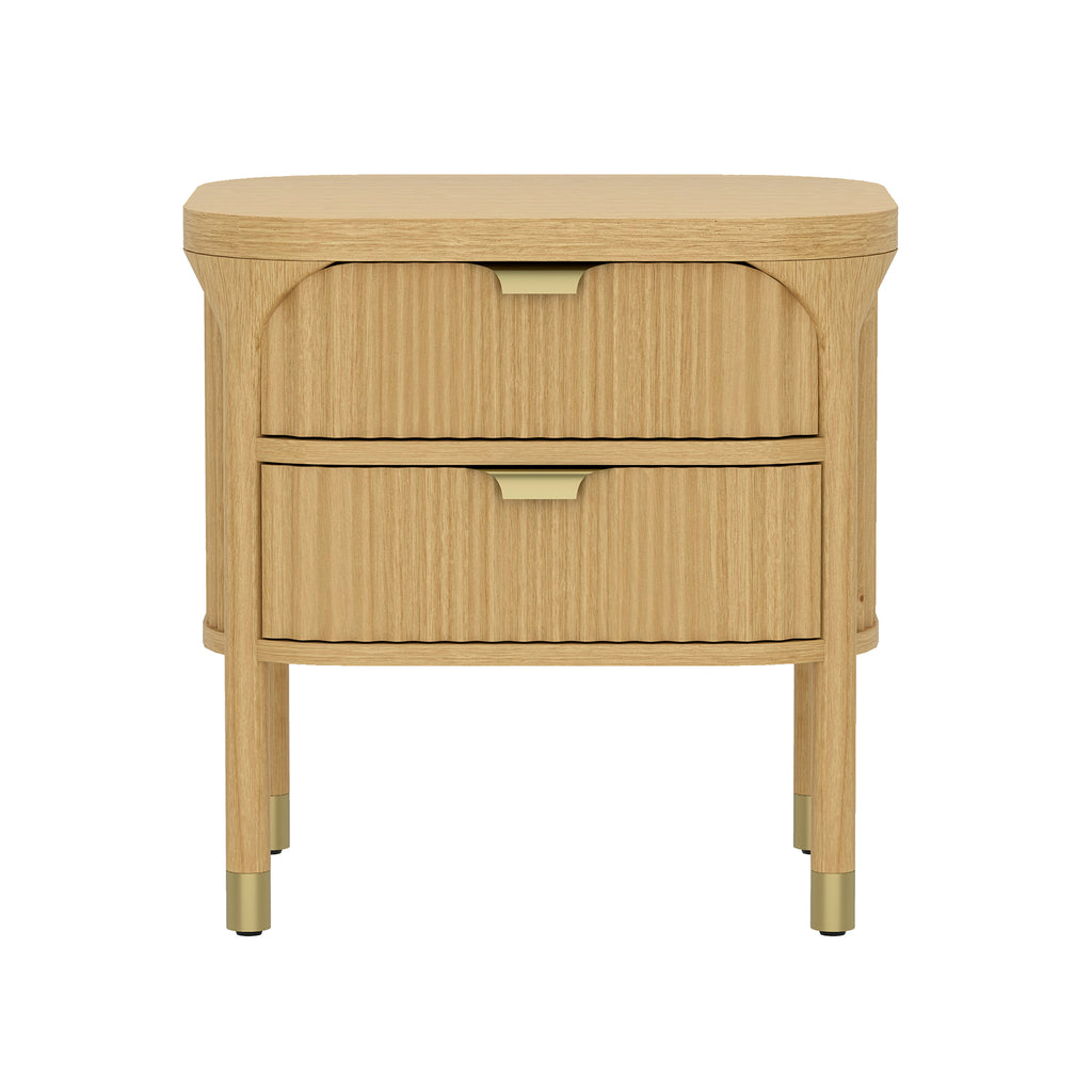 Manhattan Comfort Park Contemporary 24" Solid Wood Nightstand in Natural (2-Drawer)