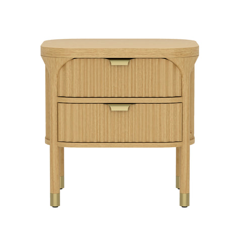 Manhattan Comfort Park Contemporary 24" Solid Wood Nightstand in Natural (2-Drawer)