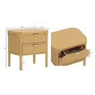 Manhattan Comfort Park Contemporary 24" Solid Wood Nightstand in Natural (2-Drawer)