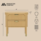 Manhattan Comfort Park Contemporary 24" Solid Wood Nightstand in Natural (2-Drawer)