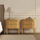 Manhattan Comfort Park Contemporary 24" Solid Wood Nightstand in Natural (2-Drawer)