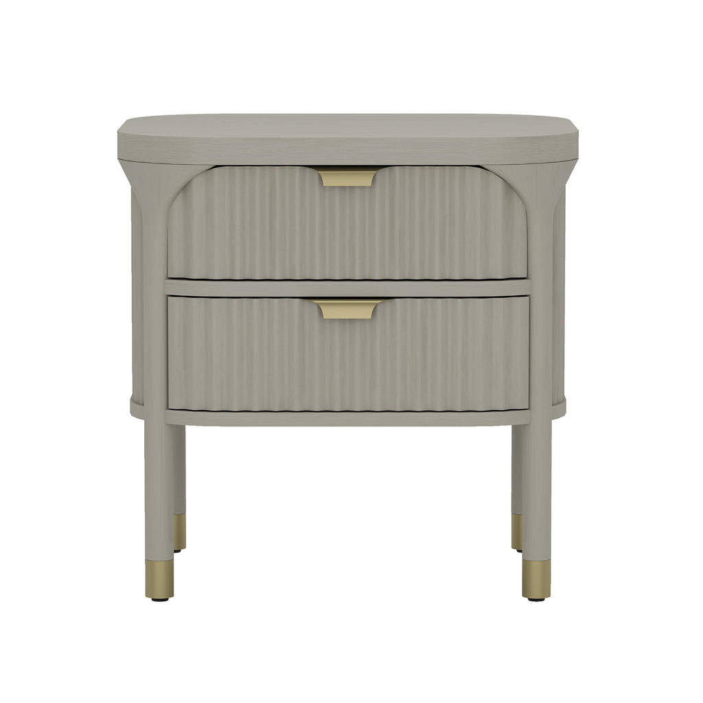 Manhattan Comfort Park Contemporary 24" Solid Wood Nightstand in Gray (2-Drawer)