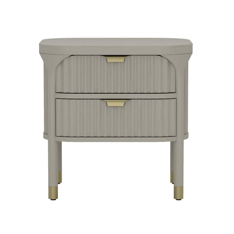 Manhattan Comfort Park Contemporary 24" Solid Wood Nightstand in Gray (2-Drawer)
