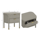 Manhattan Comfort Park Contemporary 24" Solid Wood Nightstand in Gray (2-Drawer)