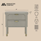 Manhattan Comfort Park Contemporary 24" Solid Wood Nightstand in Gray (2-Drawer)