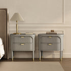 Manhattan Comfort Park Contemporary 24" Solid Wood Nightstand in Gray (2-Drawer)