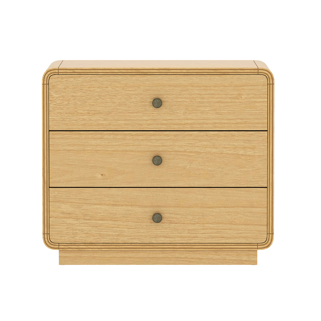 Manhattan Comfort Liora Contemporary 28" Solid Wood Nightstand in Natural (3-Drawer)