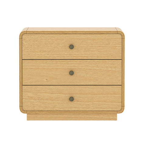 Manhattan Comfort Liora Contemporary 28" Solid Wood Nightstand in Natural (3-Drawer)