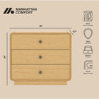 Manhattan Comfort Liora Contemporary 28" Solid Wood Nightstand in Natural (3-Drawer)