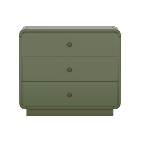 Manhattan Comfort Liora Contemporary 28" Solid Wood Nightstand in Green (3-Drawer)