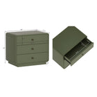 Manhattan Comfort Liora Contemporary 28" Solid Wood Nightstand in Green (3-Drawer)