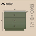 Manhattan Comfort Liora Contemporary 28" Solid Wood Nightstand in Green (3-Drawer)