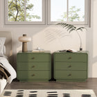 Manhattan Comfort Liora Contemporary 28" Solid Wood Nightstand in Green (3-Drawer)