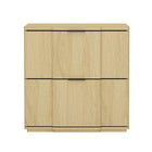 Manhattan Comfort Clive Mid-Century Modern 22" Nightstand in Natural and Gold (2-Drawer)