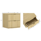 Manhattan Comfort Clive Mid-Century Modern 22" Nightstand in Natural and Gold (2-Drawer)