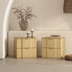 Manhattan Comfort Clive Mid-Century Modern 22" Nightstand in Natural and Gold (2-Drawer)