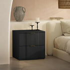 Manhattan Comfort Clive Mid-Century Modern 22" Nightstand in Black and Gold (2-Drawer)