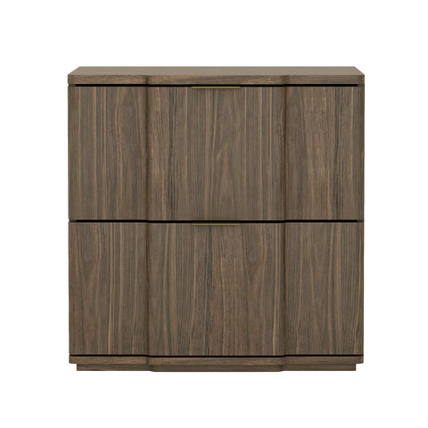 Manhattan Comfort Clive Mid-Century Modern 22" Nightstand in Walnut and Gold (2-Drawer)