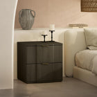 Manhattan Comfort Clive Mid-Century Modern 22" Nightstand in Walnut and Gold (2-Drawer)