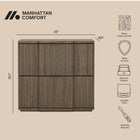 Manhattan Comfort Clive Mid-Century Modern 22" Nightstand in Walnut and Gold (2-Drawer)