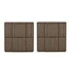 Manhattan Comfort Clive Mid-Century Modern 22" Nightstand in Walnut and Gold (2-Drawer)