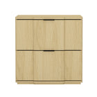 Manhattan Comfort Clive Mid-Century Modern 22" Nightstand in Natural and Black (2-Drawer)